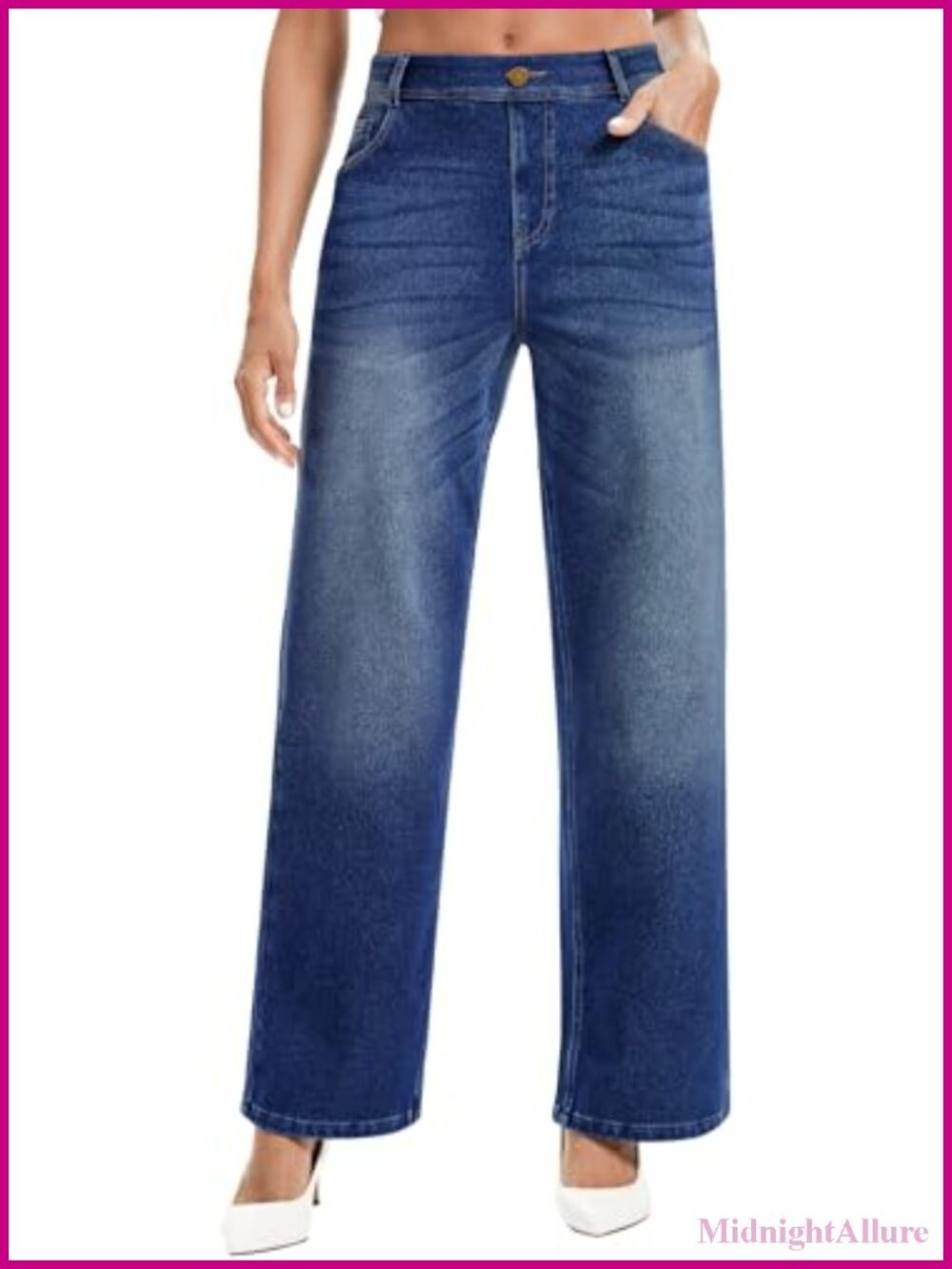 Wide Leg Jeans Women Stretchy Pull On Sweatpant Baggy Denim High Waisted